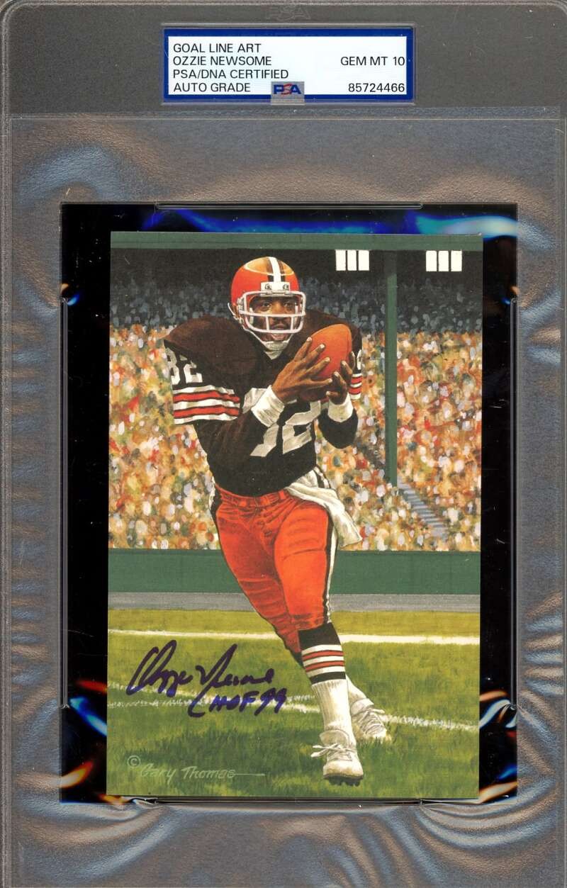 Ozzie Newsome Gem Mint 10 PSA DNA Goal Line Art Card GLAC Signed HOF 99