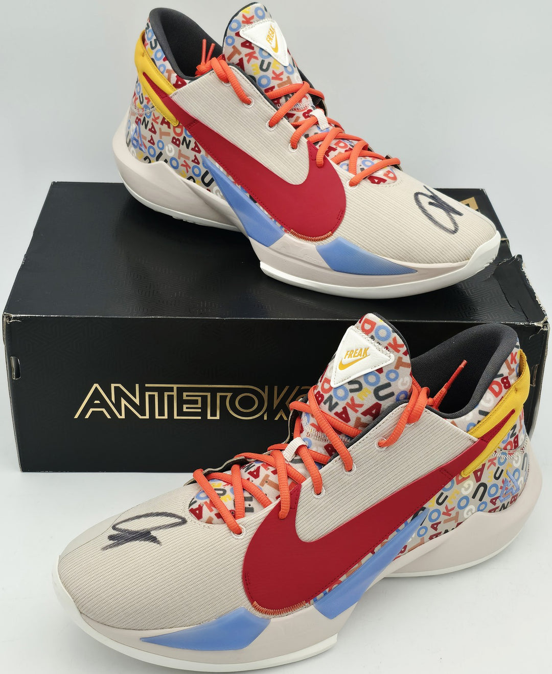 Giannis Signed PE Promo Nike Zoom Freak 5 Shoes Size 16 BAS Witness