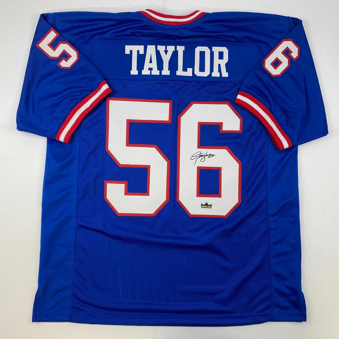 Facsimile Autographed Lawrence Taylor New York Blue Reprint Jersey Size Men's XL