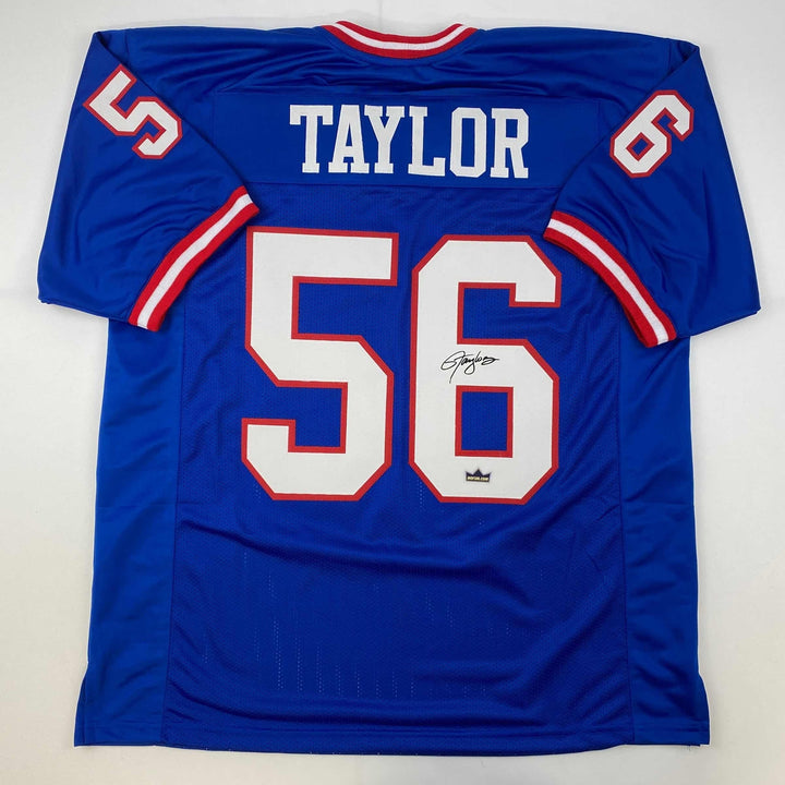 Facsimile Autographed Lawrence Taylor New York Blue Reprint Jersey Size Men's XL