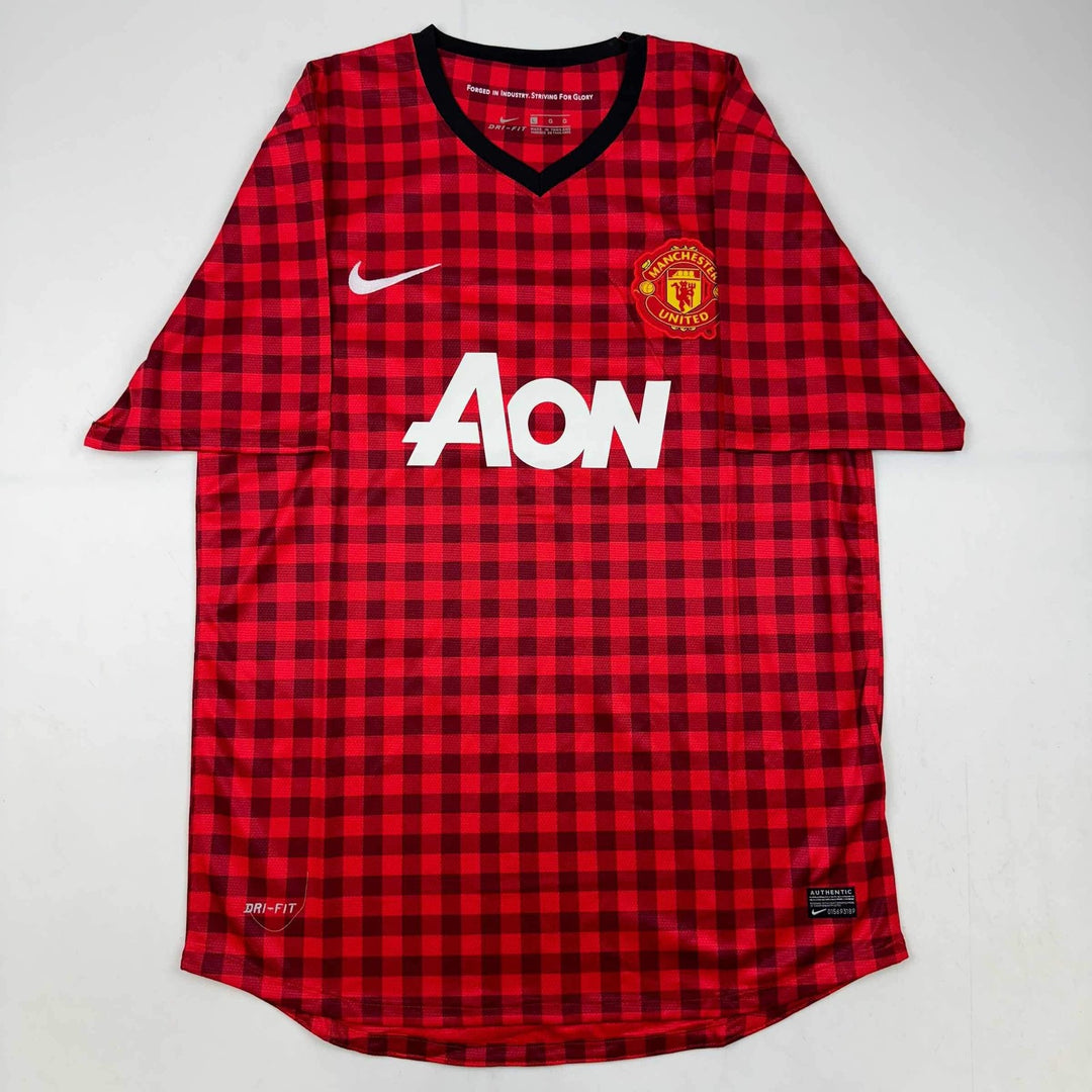 Autographed/Signed Wayne Rooney Manchester United Red Checkered Jersey BAS COA