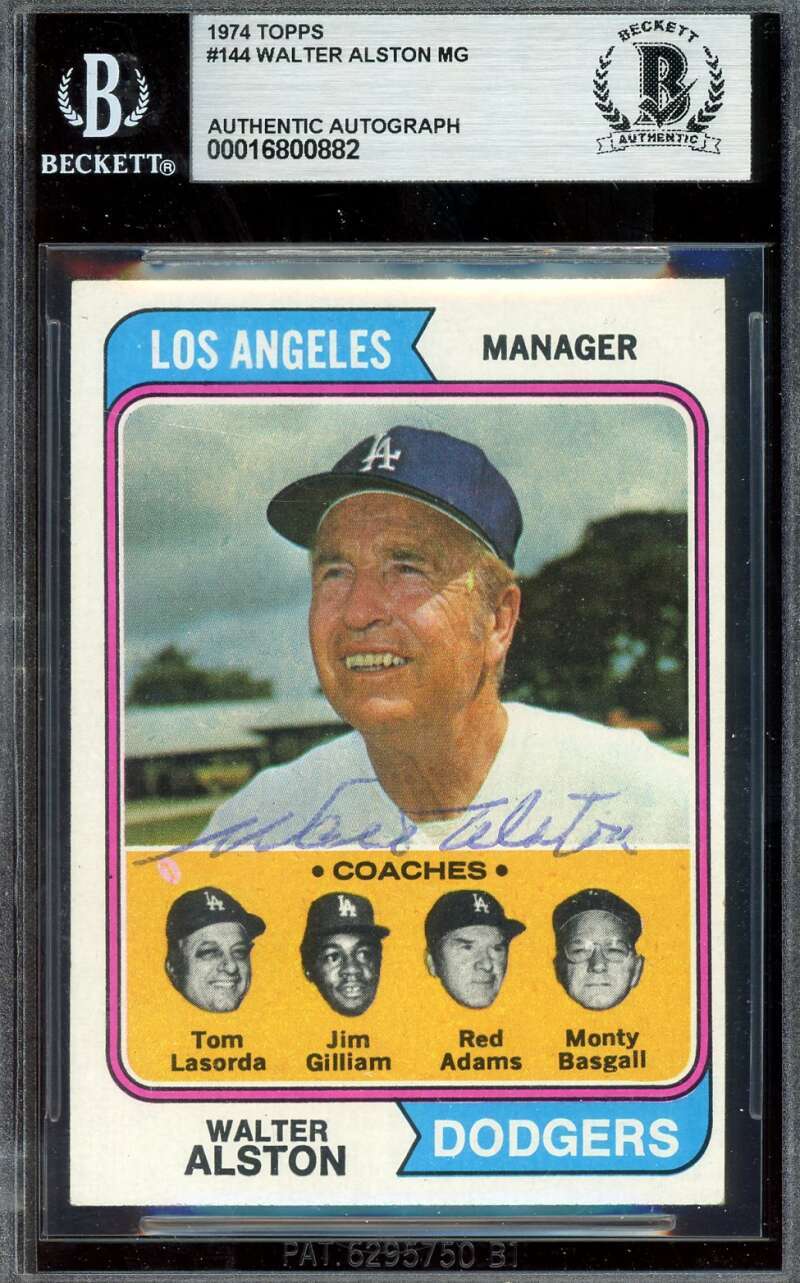 Walter Alston Beckett BAS Vintage Signed 1974 Topps Autograph
