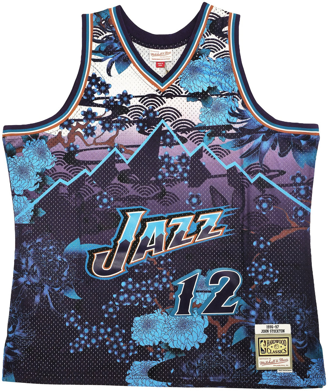 Jazz John Stockton Auto Purple Mitchell Ness 96 Swingman Asian Heritage Jersey