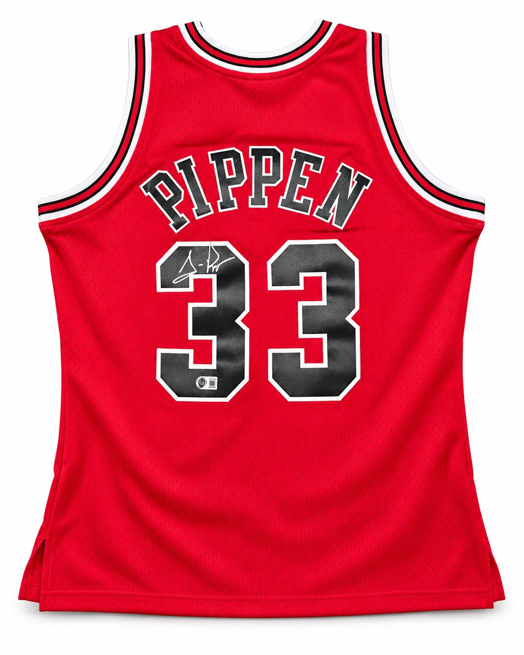 Scottie Pippen Signed Bulls Red M&N 1997-98 HWC Swingman Jersey L BAS Witness