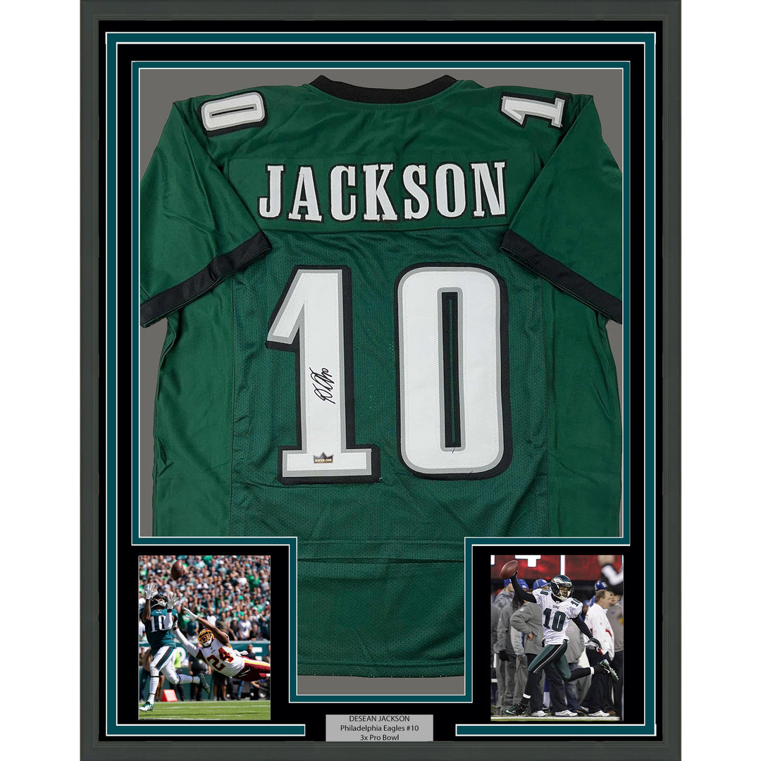 Framed Facsimile Autographed DeSean Jackson 35x39 Philadelphia Reprint Jersey