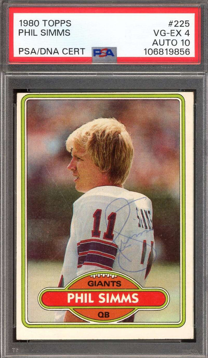 Phil Simms Gem Mint 10 PSA DNA Signed 1980 Topps Rookie Autograph