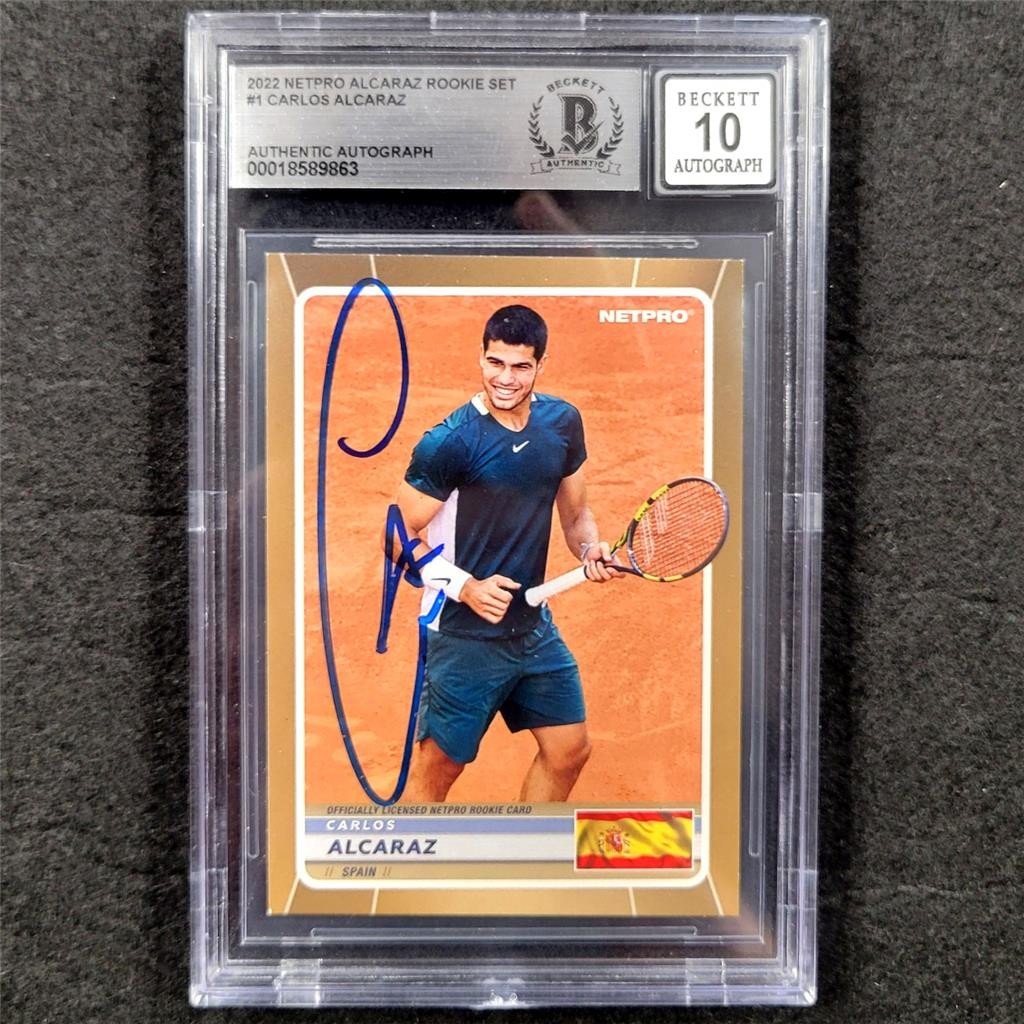 2022 Netpro Carlos Alcaraz Rookie Set #1 signed rc card ~ Beckett BAS 10 auto