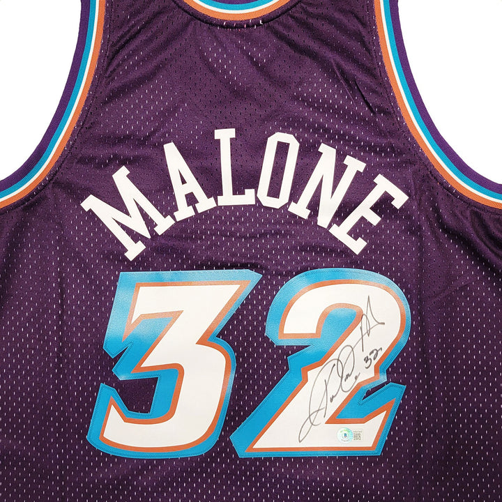 Jazz Karl Malone Auto Purple Teal Authentic Mitchell Ness Jersey Size XL Beckett