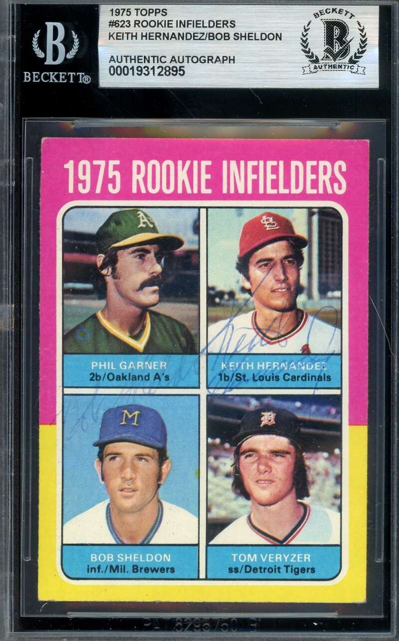 Keith Hernandez Bob Sheldon Beckett BAS Vintage Signed 1975 Topps Rookie Autogra