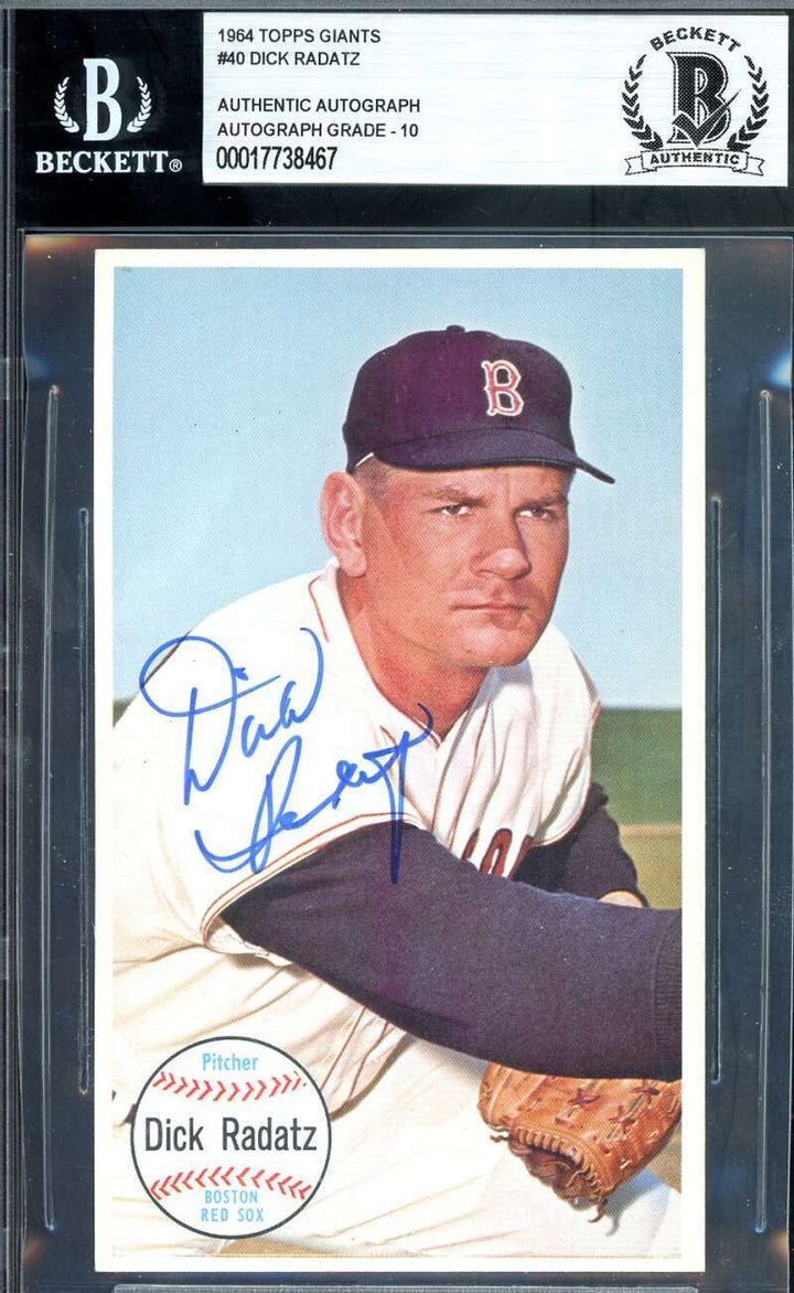 Dick Radatz Gem Mint 10 Beckett BAS Signed 1964 Topps Giants Autograph