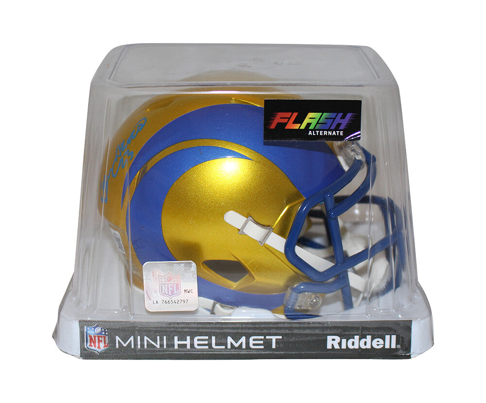 Cam Akers Autographed Los Angeles Rams Flash Mini Helmet Beckett 35392