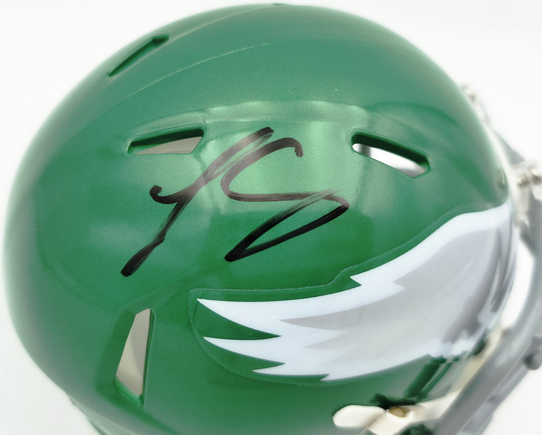 LeSean McCoy Auto Eagles Green 2023 Alternate Speed Mini Helmet Beckett Witness