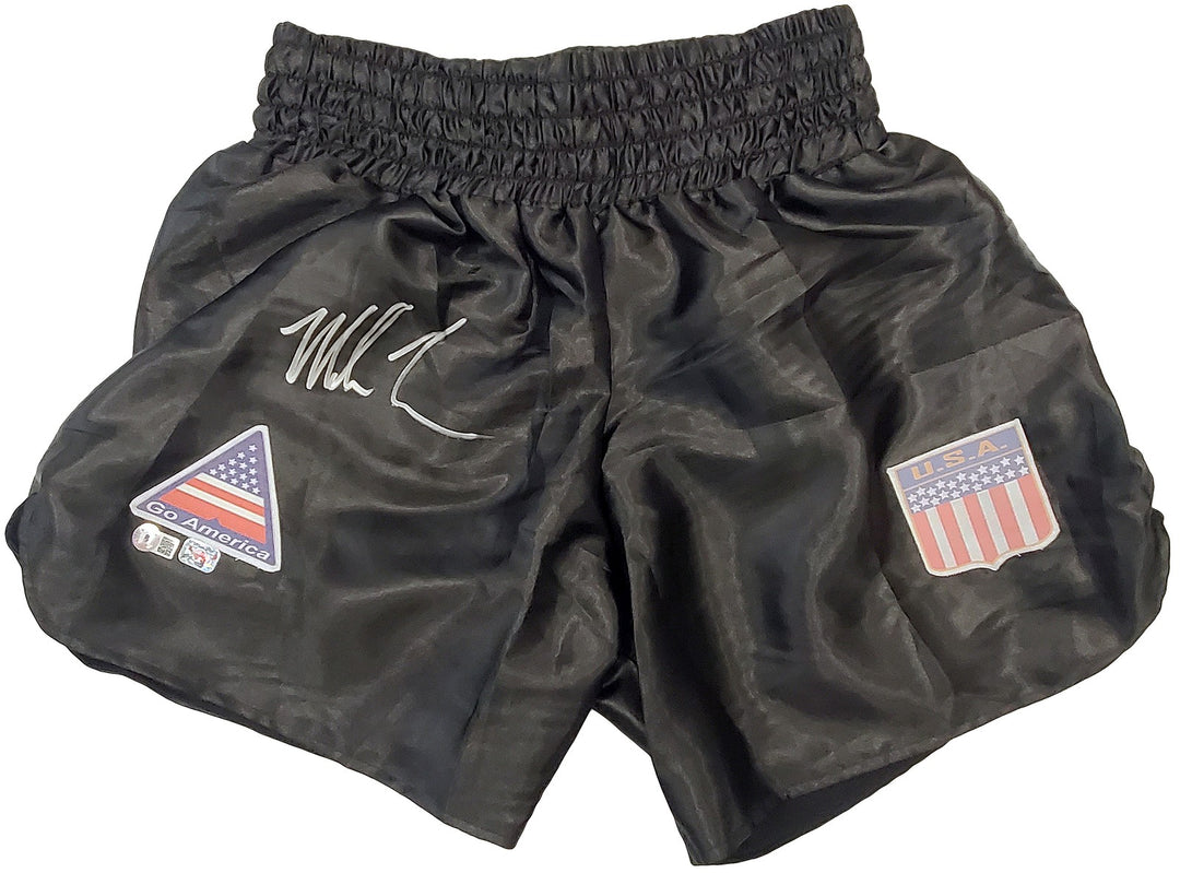 Mike Tyson Signed Black Boxing Trunks Beckett BAS