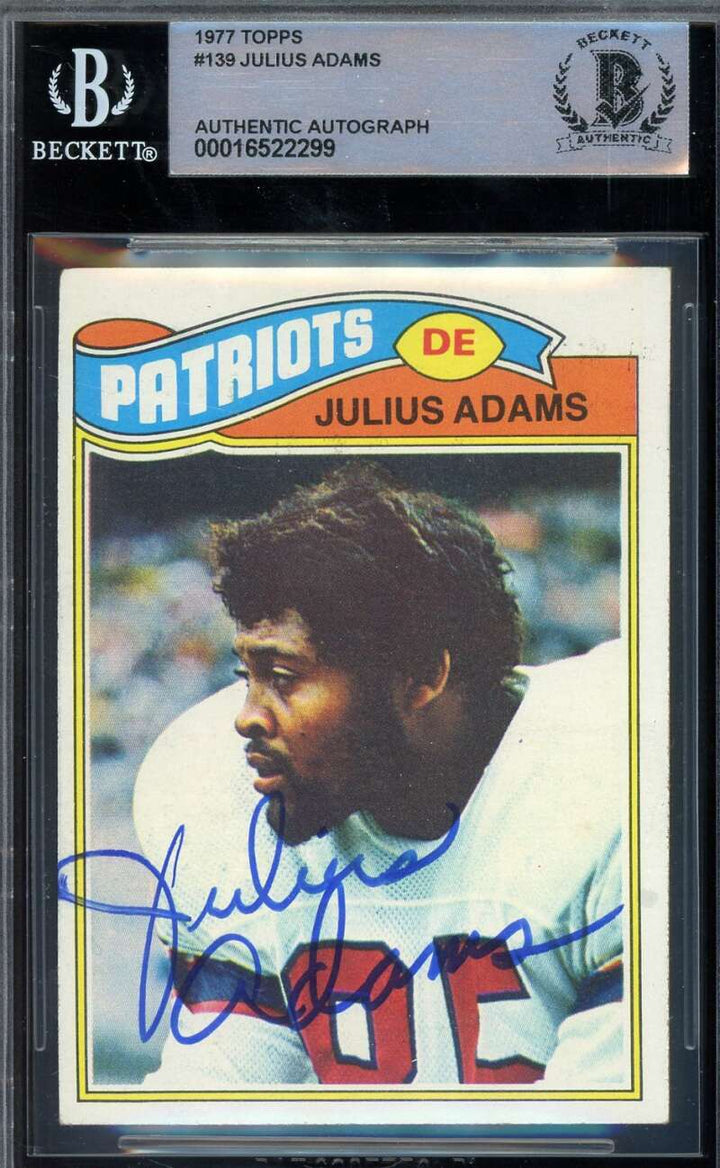 Julius Adams Beckett BAS Signed 1977 Topps Autograph