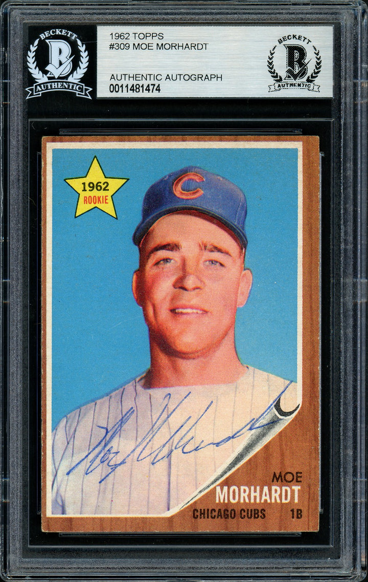Moe Morhardt Signed 1962 Topps RC 309 Chicago Cubs Beckett #11481474