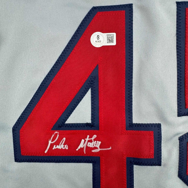 Autographed/Signed Pedro Martinez Boston Grey Jersey Beckett BAS COA