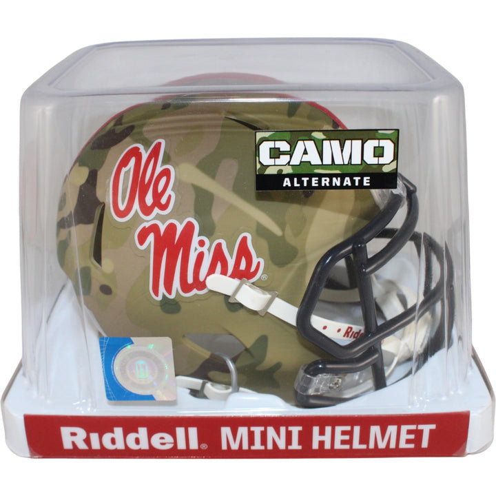 Ole Miss Rebels Riddell New In Box Rare Limited Edition Camo Mini Helmet 29656