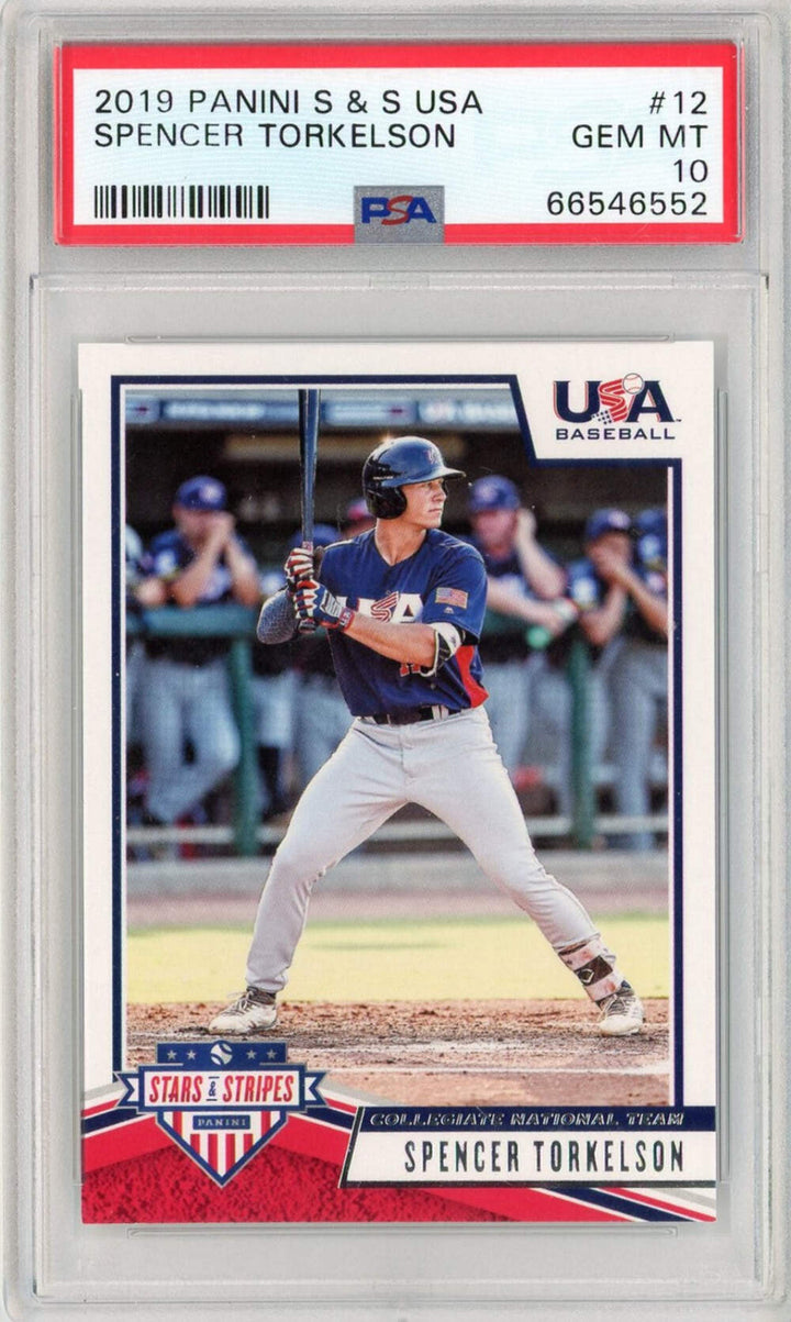 Graded 2019 Panini Stars & Stripes Spencer Torkelson #12 RC Baseball Card PSA 10