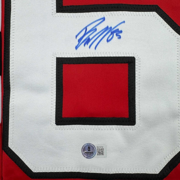 Framed Autographed/Signed Jesper Bratt 35x39 Red Jersey Beckett BAS COA