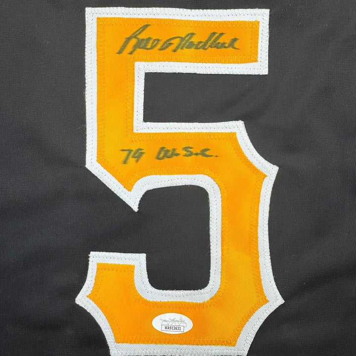Framed Autographed/Signed Bill Madlock 35x39 Pittsburgh Black Jersey JSA COA