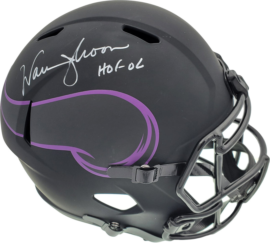 Warren Moon Signed Minnesota Vikings Eclipse Black Full Size Speed Replica
