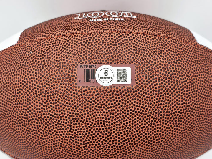 John David Crow Johnny Manziel Auto Wilson Leather Football Texas AM Heisman BAS
