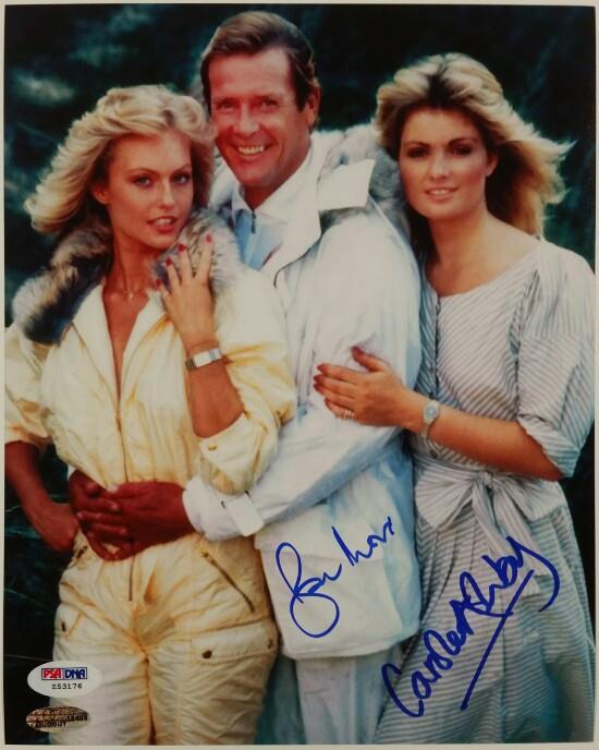 Roger Moore Carole Ashby Signed 8x10 James Bond 007 Photo Dual Auto PSA/DNA COA
