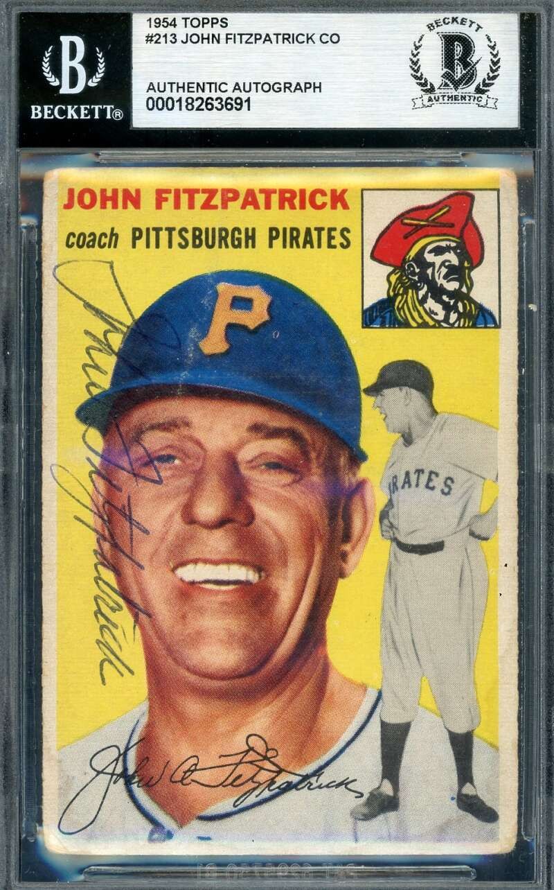 John Fitzpatrick Beckett BAS Signed 1954 Topps Autograph