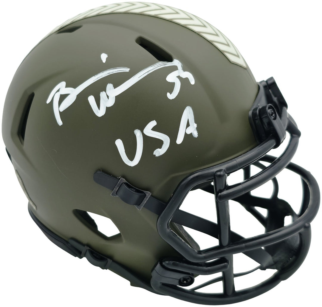 Brian Urlacher Auto Bears Army 2022 Salute To Service Speed Mini Helmet USA BAS