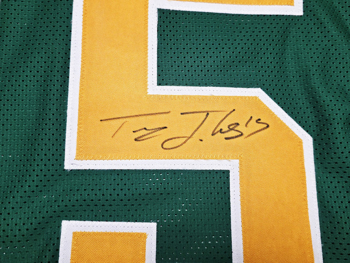 Oregon Ducks Tez Johnson Autographed Green Jersey JSA Witness