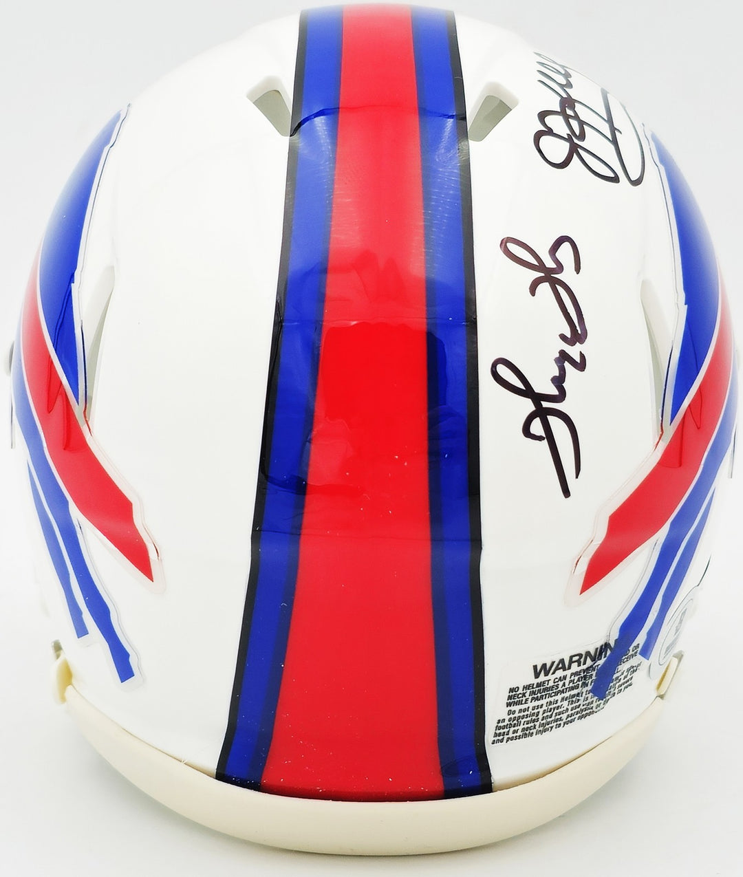 Jim Kelly, Thurman Thomas Andre Reed Auto Bills Greats White Mini Helmet Beckett
