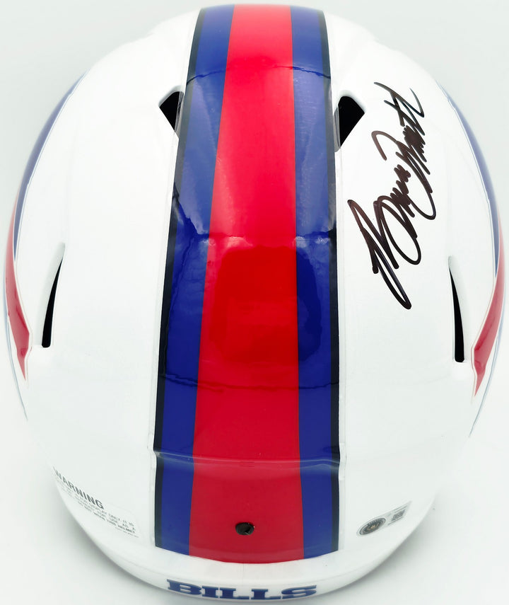 Bruce Smith Signed Bills White Full Size Speed Replica Helmet BAS Witness