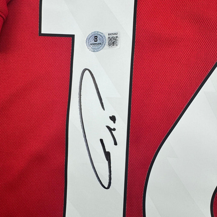 Autographed/Signed Amad Diallo Manchester United Red Soccer Jersey BAS COA