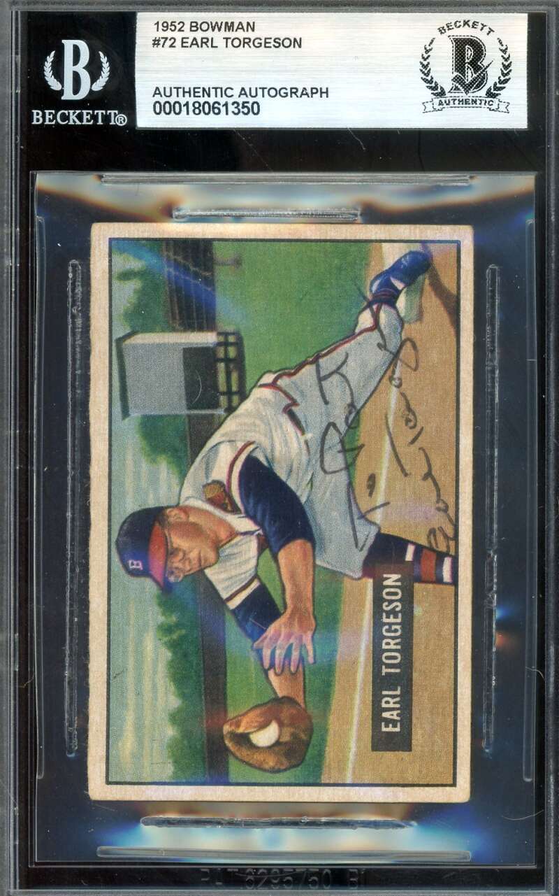 Earl Torgeson Beckett BAS Signed 1951 Bowman Autograph