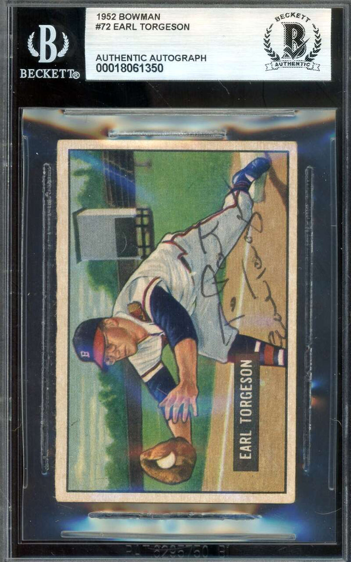 Earl Torgeson Beckett BAS Signed 1951 Bowman Autograph