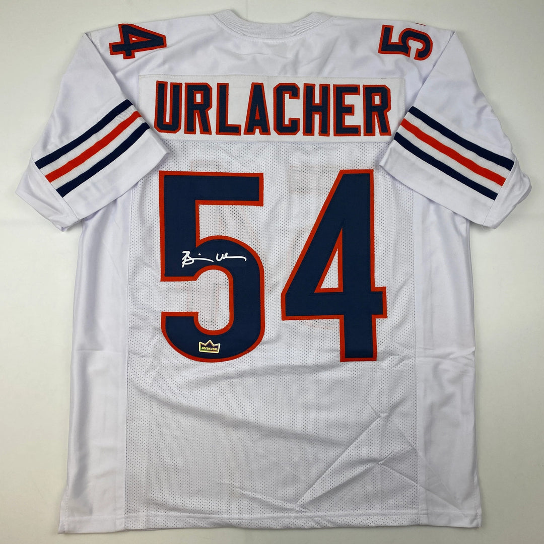 Facsimile Autographed Brian Urlacher Chicago White Reprint Jersey Size Men's XL
