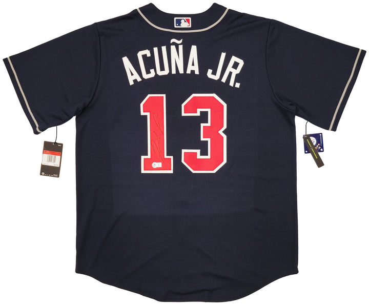 Atlanta Braves Ronald Acuna Jr. Signed Blue Nike Jersey Size L Beckett