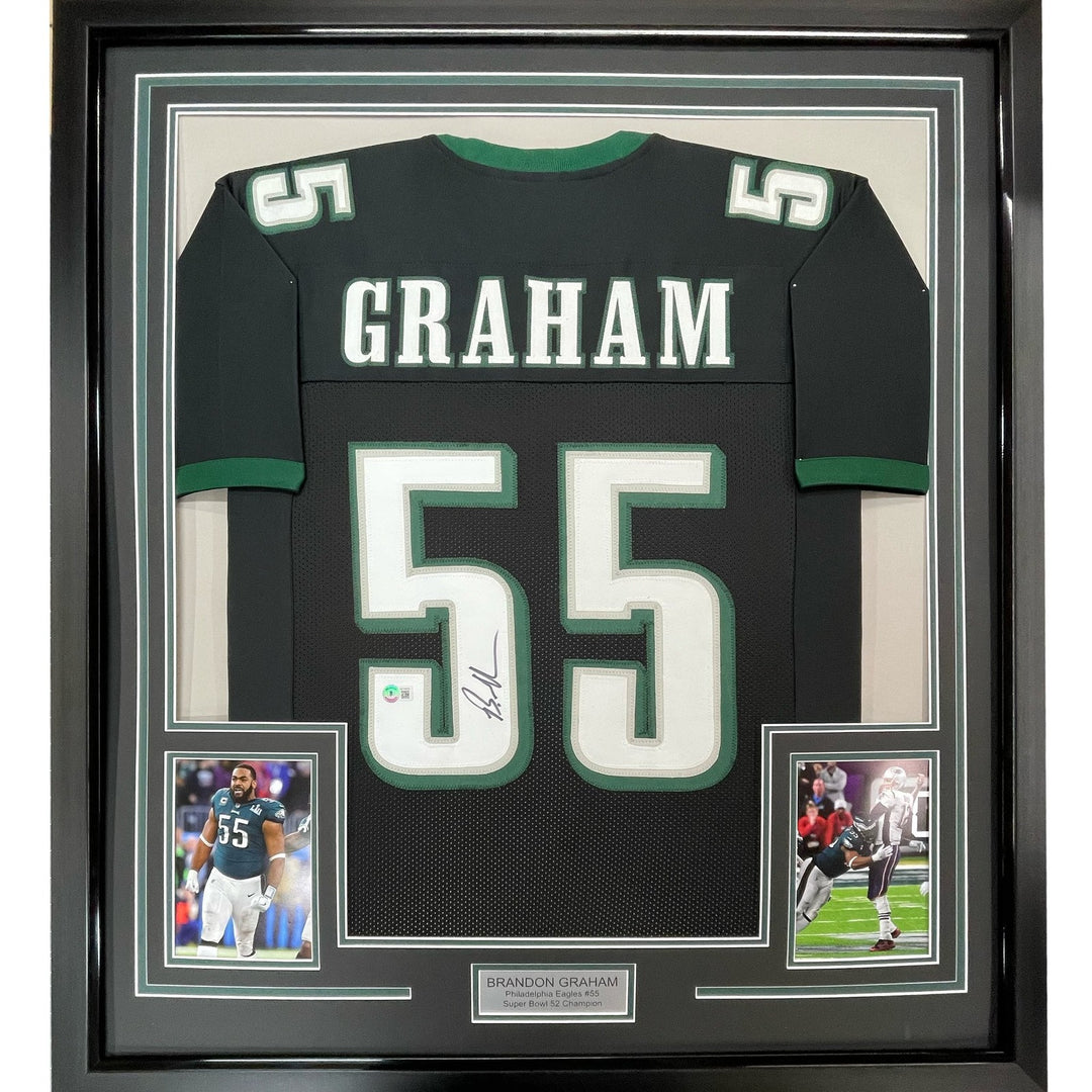 Framed Signed Brandon Graham 35x39 Philadelphia Black Jersey JSA COA