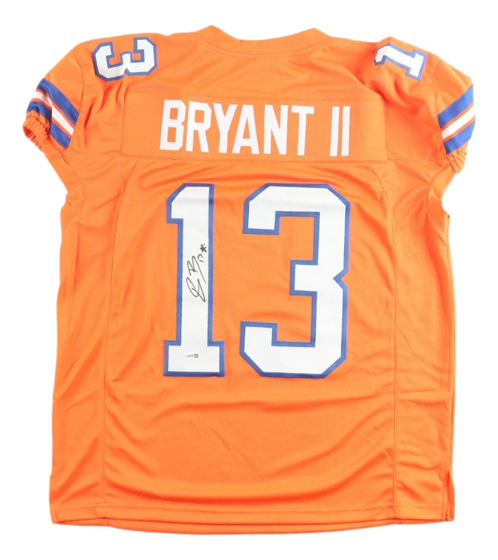 Pat Bryant Denver Signed Orange Pro-Cut Football Jersey JSA QR Hologram