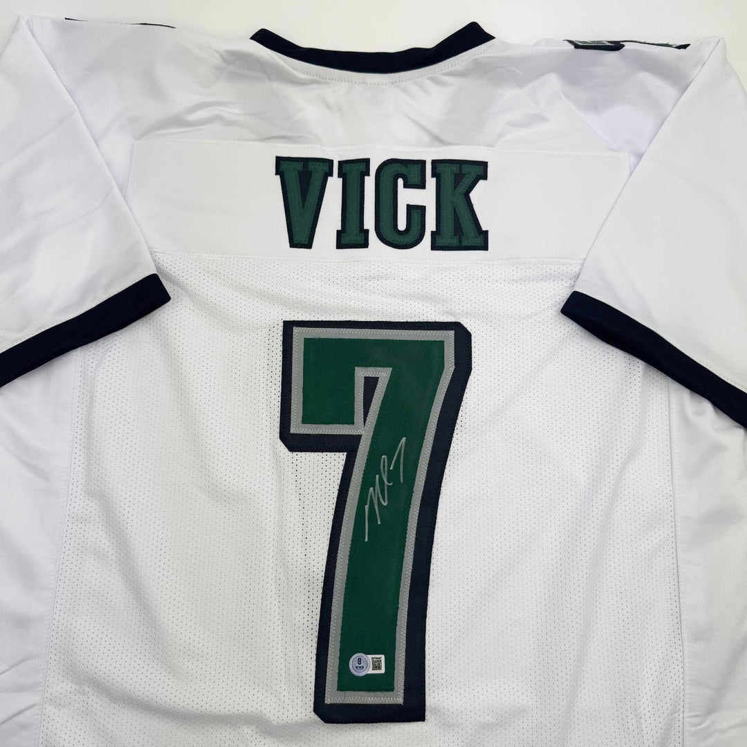 Autographed/Signed MICHAEL MIKE VICK Philadelphia White Jersey PSA COA