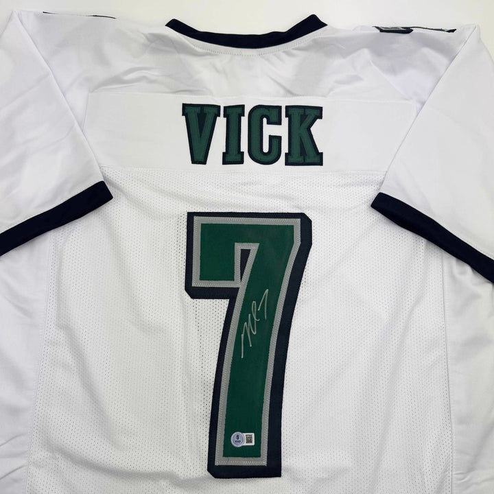 Autographed/Signed MICHAEL MIKE VICK Philadelphia White Jersey PSA COA
