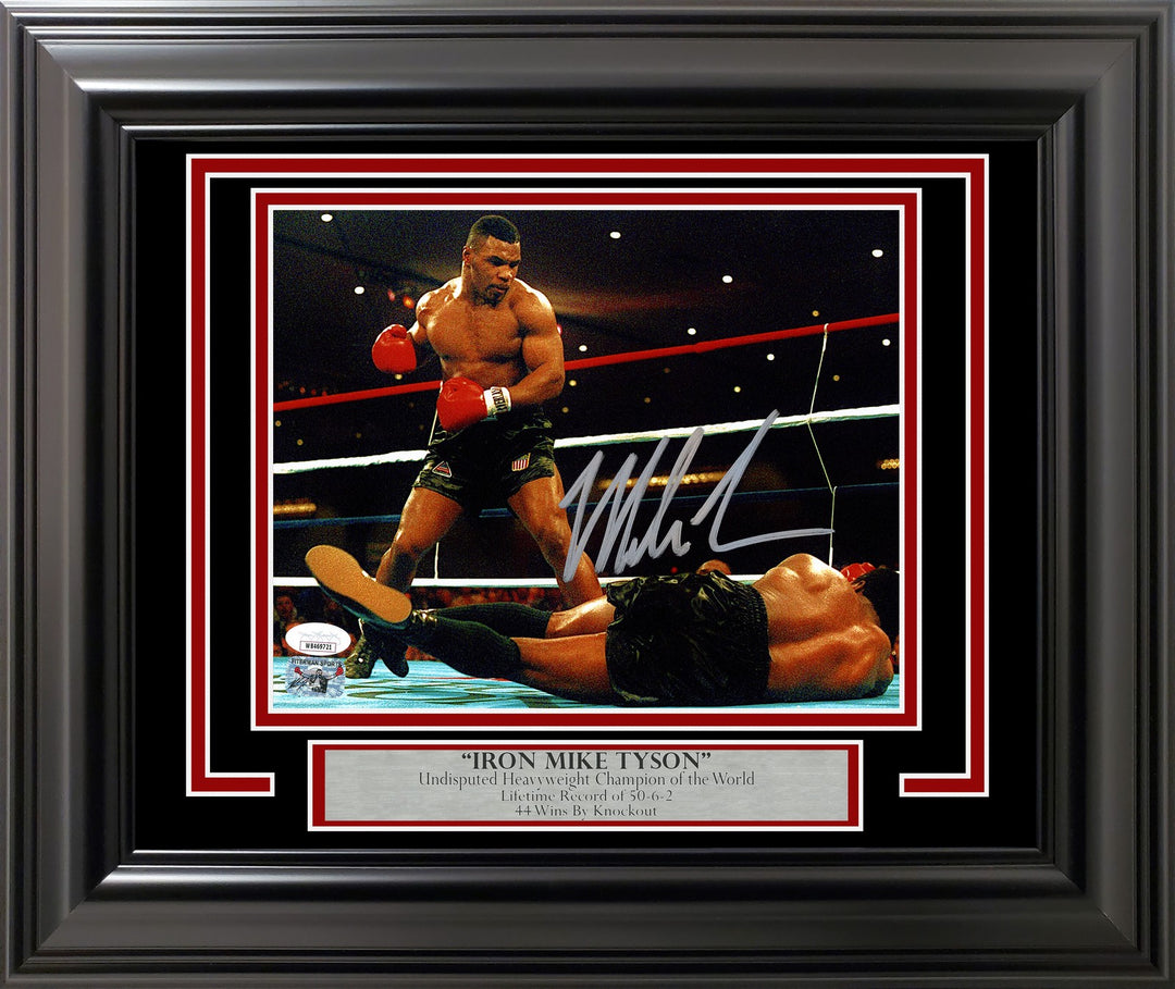 Mike Tyson Signed Framed 8x10 Photo Standing Over JSA