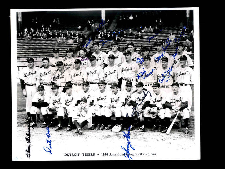 Greenberg Averill Tebbetts Gehringer JSA Signed by 14 1940s 8x10 Wire Photo