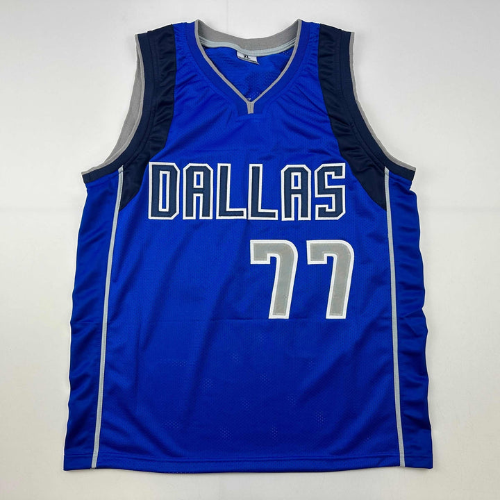 Facsimile Autographed Luka Doncic Dallas Blue Reprint Laser Auto Jersey Men's XL