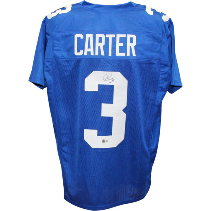 Abdul Carter Autographed Pro Style Sz XL Blue Jersey Beckett Witness 56890