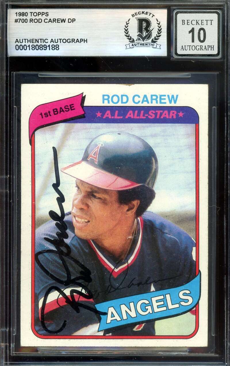 Rod Carew Gem Mint 10 Beckett BAS Signed 1980 Topps Autograph