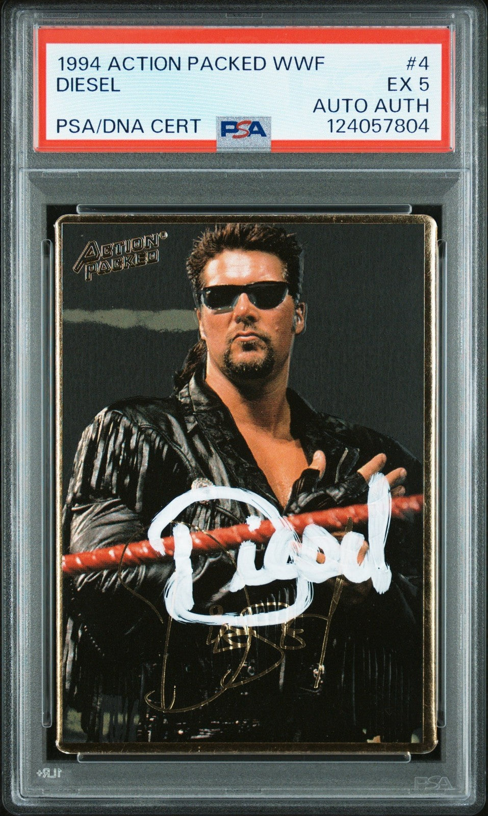 Graded 1994 Action Packed Kevin Nash Diesel #4 RC Card PSA 5 Card Auto AUTH