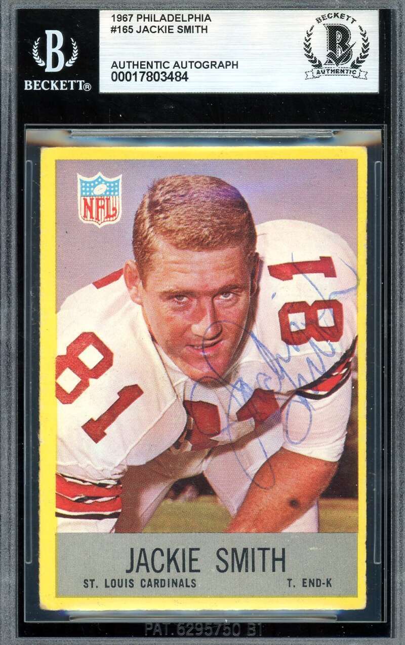 Jackie Smith Beckett BAS Vintage Signed 1967 Philadelphia Gum Rookie Autograph
