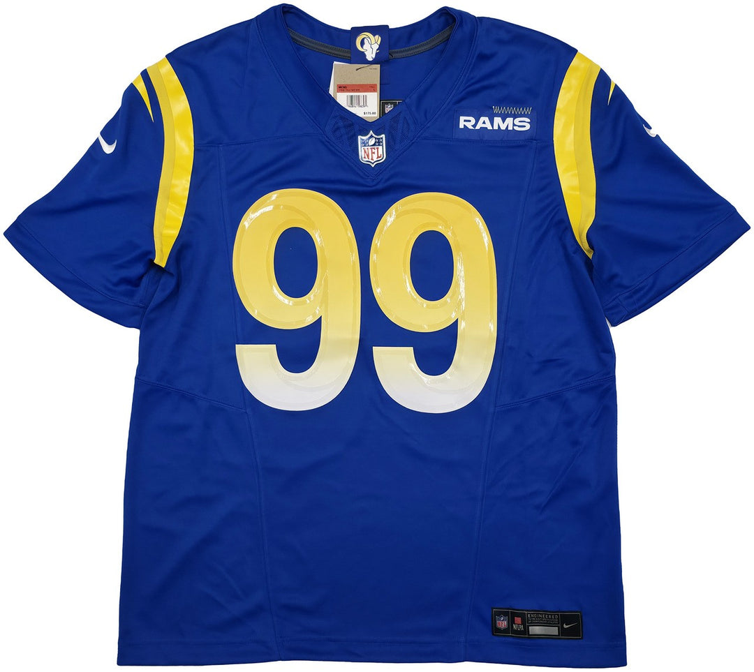 Los Angeles Rams Aaron Donald Signed Blue Nike Dri Fit Jersey Size L Beckett Wit