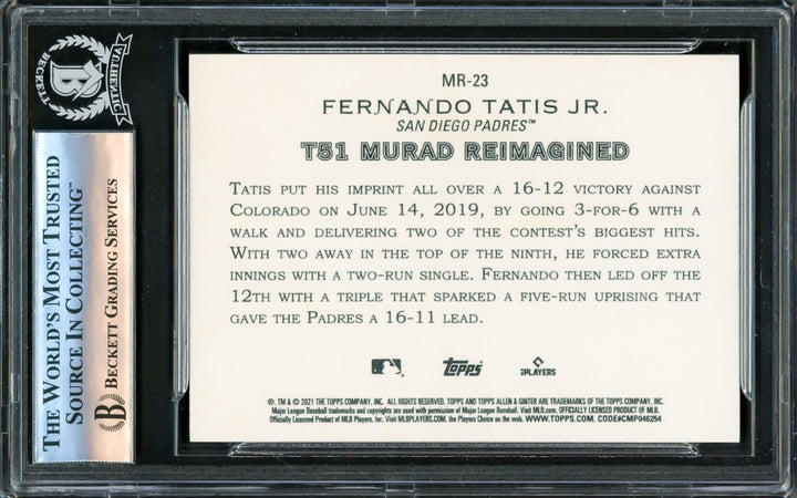 Fernando Tatis Jr. Signed 2021 Topps Allen & Ginter Murad Card #MR23 San Diego
